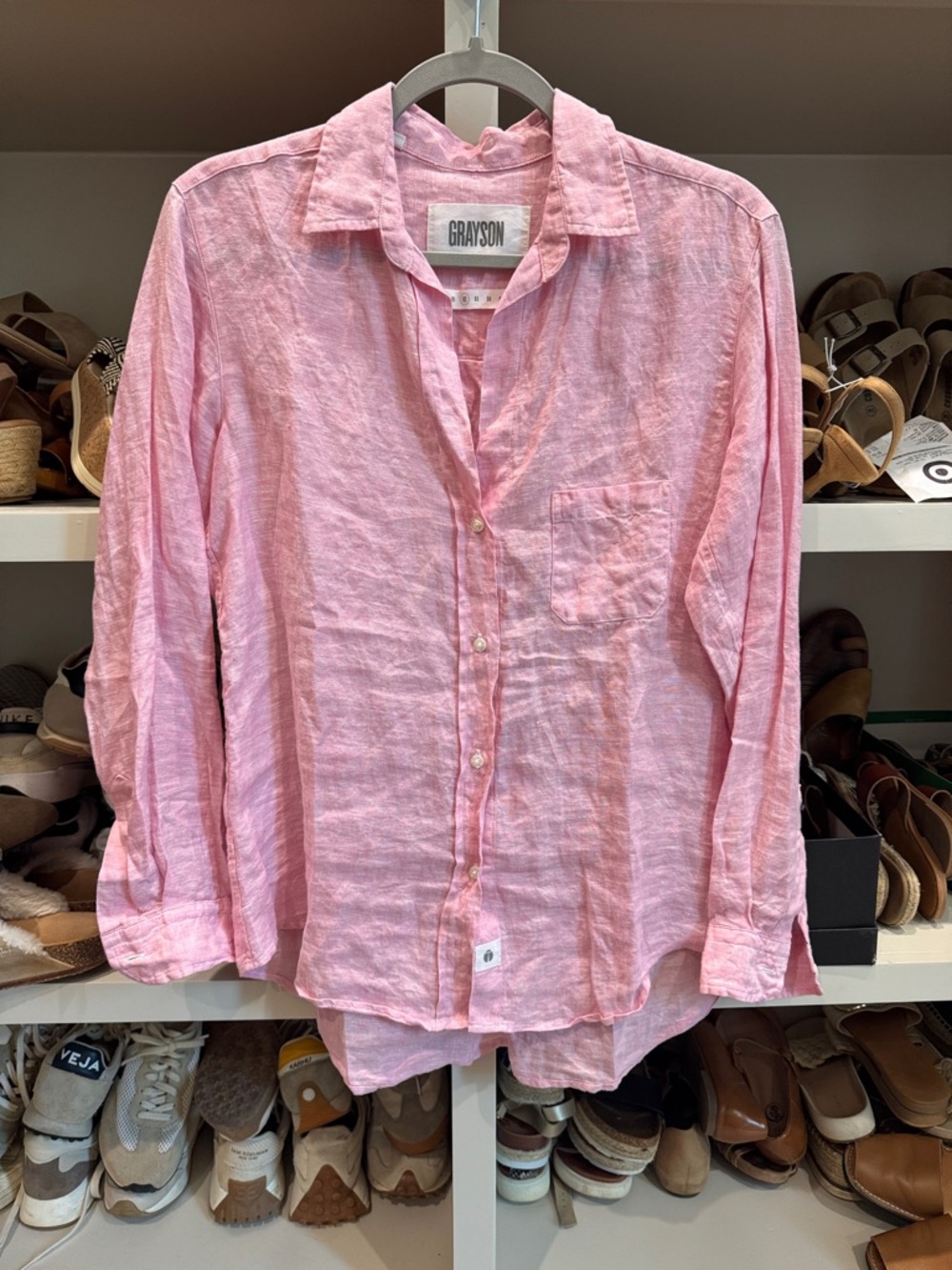 Grayson Women's Pink Button-Down Linen Shirt